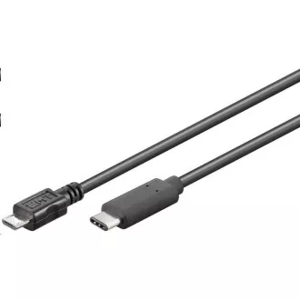Cablu PremiumCord Conector USB 3.1 C/tată - USB 2.0 Micro-B/tată, negru, 0,6 m