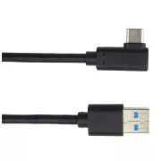 Cablu USB PREMIUMCORD tip C/M conector îndoit 90° - USB 3.0 A/M, 3m