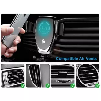 1stCOOL încărcător rapid pentru mașină QI fără fir din aluminiu 5W 7, 5W 10W Negru