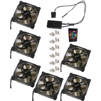 Ventilator EUROCASE RGB 120mm (tip inel), set de 6 + controler