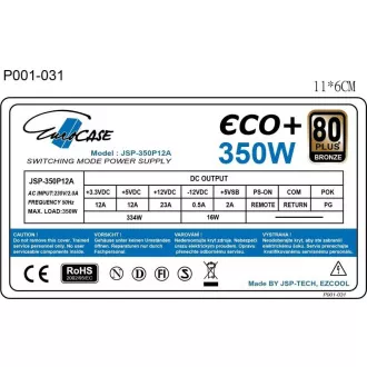Sursa de alimentare EUROCASE 350W Eco , 120mm, 80  Bronze, ATX