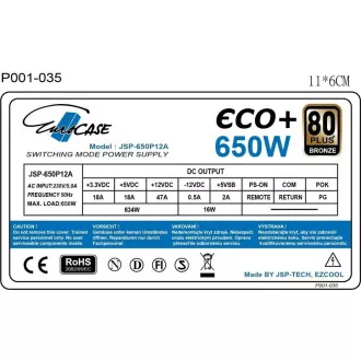 Sursa de alimentare EUROCASE 650W Eco , 120mm, 80  Bronze, ATX