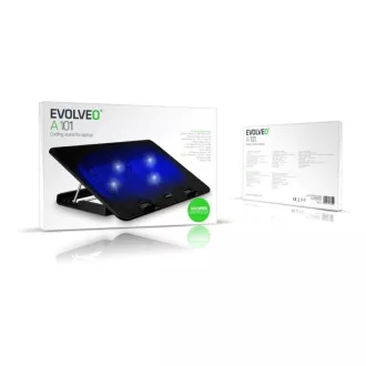 Placă de răcire EVOLVEO pentru NTB A101, până la 17", 2 ventilatoare de 120 mm, iluminare din spate albastră, neagră