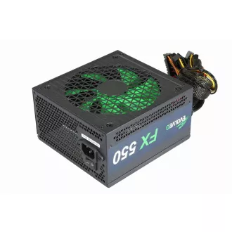 EVOLVEO FX 550, sursă de alimentare ATX de 550 W, 14 cm, silențioasă, 80+ Alb, garanție 3 ani, negru