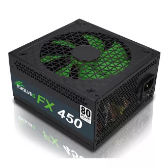 EVOLVEO FX 450, sursă de alimentare ATX de 450 W, 14 cm, silențioasă, 80+ Alb, garanție 3 ani, negru