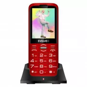 EVOLVEO EasyPhone XO, telefon mobil pentru seniori cu suport de încărcare, roșu