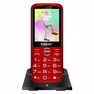 EVOLVEO EasyPhone XO, telefon mobil pentru seniori cu suport de încărcare, roșu