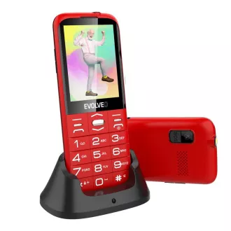 EVOLVEO EasyPhone XO, telefon mobil pentru seniori cu suport de încărcare, roșu