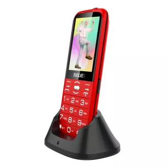 EVOLVEO EasyPhone XO, telefon mobil pentru seniori cu suport de încărcare, roșu