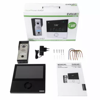 EVOLVEO DoorPhone AHD7, Set videophone home WiFi cu monitor negru pentru control poarta sau usa