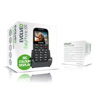 EVOLVEO EasyPhone XR, telefon mobil pentru seniori cu suport de incarcare, negru