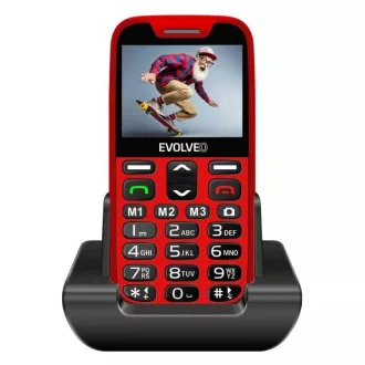 EVOLVEO EasyPhone XR, telefon mobil pentru seniori cu suport de incarcare, rosu