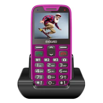 EVOLVEO EasyPhone XR, telefon mobil pentru seniori cu suport de încărcare, roz