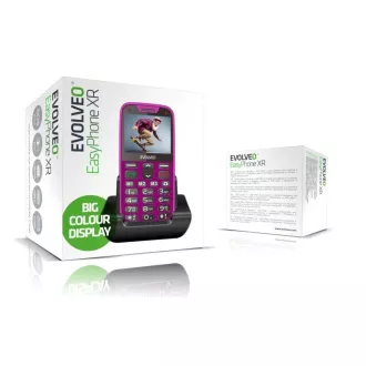 EVOLVEO EasyPhone XR, telefon mobil pentru seniori cu suport de încărcare, roz