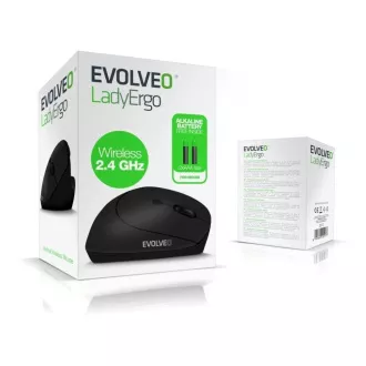 EVOLVEO LadyErgo, mouse vertical ergonomic silențios, 2.4GHz, negru