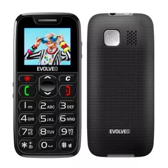 EVOLVEO EasyPhone, telefon mobil pentru seniori cu suport de încărcare, negru