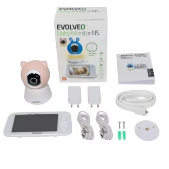 EVOLVEO Baby Monitor N5, Set de monitorizare video pentru bebeluși cu supraveghere la 360°, comunicare bidirecțională și cântece de leagăn, roz EVOLVEO Baby Monitor N5, Set de monitorizare video pentru bebeluși cu supraveghere la 360°, comunicare bidirecțională și cântece de leagăn, roz