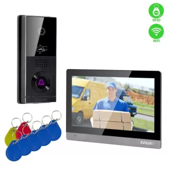 EVOLVEO DoorPhone AHD10, Kit videointerfon WiFi pentru acasă cu control ușă și RFID, Monitor negru-argintiu de 10", 32GB