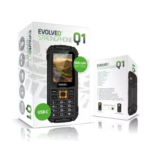 EVOLVEO StrongPhone Q1, telefon Dual SIM rezistent și impermeabil, negru-portocaliu