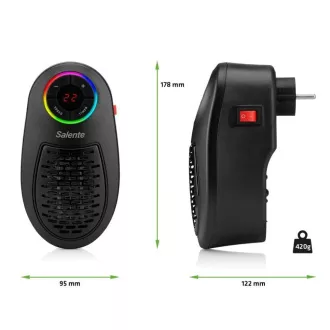 Salente HotHeat, mini ventilator cu aer cald, 500 W, negru