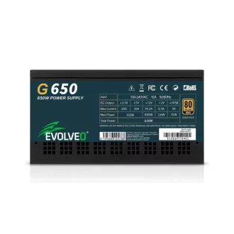 Sursă de alimentare EVOLVEO G650 650W, 80+ GOLD, ATX 3.1, aPFC, ventilator de 140 mm