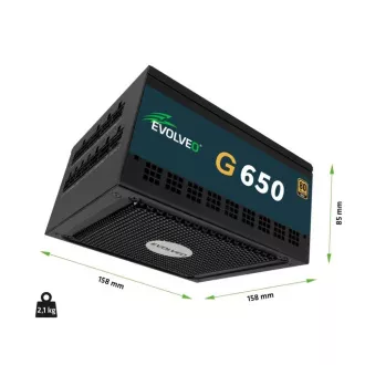 Sursă de alimentare EVOLVEO G650 650W, 80+ GOLD, ATX 3.1, aPFC, ventilator de 140 mm