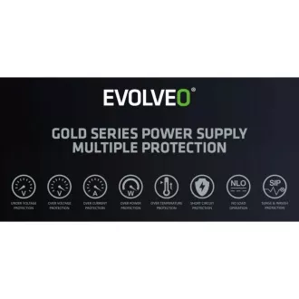 Sursă de alimentare EVOLVEO G650 650W, 80+ GOLD, ATX 3.1, aPFC, ventilator de 140 mm