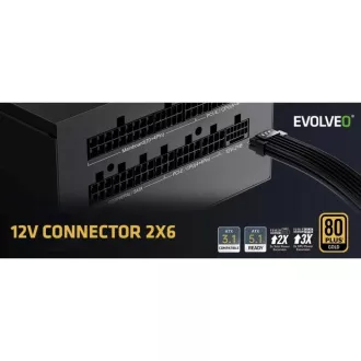 Sursă de alimentare EVOLVEO G850 850W, 80+ GOLD, ATX 3.1, aPFC, ventilator de 140 mm