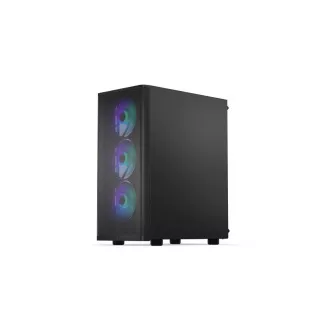 Carcasă ENDORFY Ventum 200 ARGB, panou lateral transparent, ATX, 4 ventilatoare ARGB de 120 mm, neagră