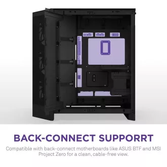 Carcasă ATX NZXT H9 Flow cu două camere / 4 ventilatoare de 140 mm / până la 10 ventilatoare / partea superioară perforată / laterale din sticlă, față / negru