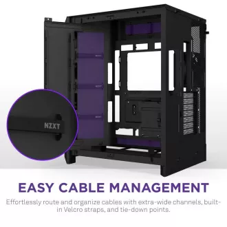 Carcasă ATX NZXT H9 Flow cu două camere / 4 ventilatoare de 140 mm / până la 10 ventilatoare / partea superioară perforată / laterale din sticlă, față / negru