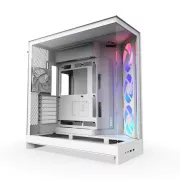 Carcasă ATX NZXT H9 Flow ARGB cu două camere / 3xRGB 140 mm / 1x ventilator de 120 mm / sticlă / albă