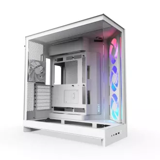 Carcasă ATX NZXT H9 Flow ARGB cu două camere / 3xRGB 140 mm / 1x ventilator de 120 mm / sticlă / albă