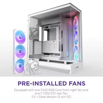 Carcasă ATX NZXT H9 Flow ARGB cu două camere / 3xRGB 140 mm / 1x ventilator de 120 mm / sticlă / albă