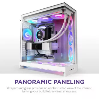 Carcasă ATX NZXT H9 Flow ARGB cu două camere / 3xRGB 140 mm / 1x ventilator de 120 mm / sticlă / albă