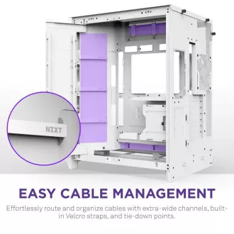 Carcasă ATX NZXT H9 Flow ARGB cu două camere / 3xRGB 140 mm / 1x ventilator de 120 mm / sticlă / albă