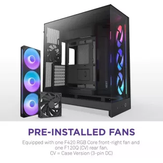 Carcasă ATX cu două camere NZXT H9 Flow RGB / 1x140 mm RGB / 1x ventilator RGB de 120 mm / sticlă / neagră