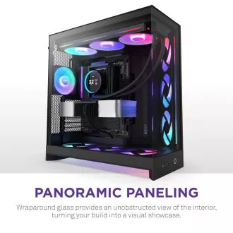 Carcasă ATX cu două camere NZXT H9 Flow RGB / 1x140 mm RGB / 1x ventilator RGB de 120 mm / sticlă / neagră