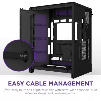 Carcasă ATX cu două camere NZXT H9 Flow RGB / 1x140 mm RGB / 1x ventilator RGB de 120 mm / sticlă / neagră