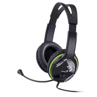 Căști GENIUS cu microfon HS-400A, negru-verde