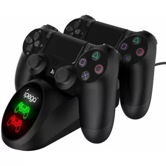 Stație de andocare încărcător dublu iPega PG-9180 pentru gamepad-uri PS4, negru