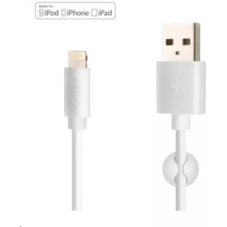 Cablu de date și încărcare fix, USB-A -> Lightning (MFI), 20 W, lungime 1 m, alb