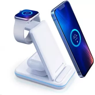Suport de încărcare 3mk - Hyper Wireless Charger 3w1 15W, alb