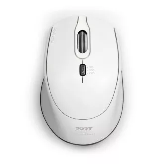 Mouse fără fir PORT SILENT, cheie USB-A/USB-C, 2,4 Ghz, 1600 DPI, alb