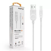 Cablu de date ALIGATOR cu conector microUSB extins, 2A, alb
