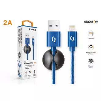 ALIGATOR cablu de date PREMIUM 2A, Lightning, albastru