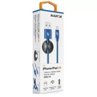 ALIGATOR cablu de date PREMIUM 2A, Lightning, albastru