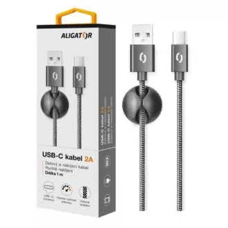 ALIGATOR cablu de date PREMIUM 2A, USB-C, negru
