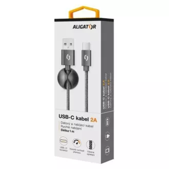 ALIGATOR cablu de date PREMIUM 2A, USB-C, negru