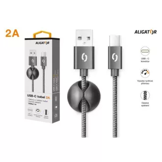 ALIGATOR cablu de date PREMIUM 2A, USB-C, negru